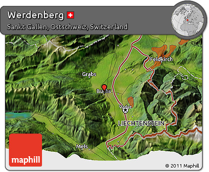 Satellite 3D Map of Werdenberg
