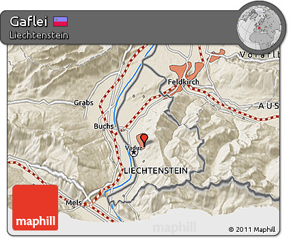Shaded Relief 3D Map of Gaflei