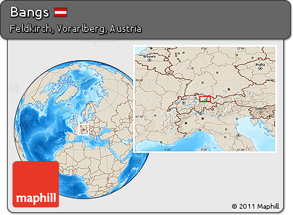 Shaded Relief Location Map of Bangs