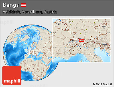 Shaded Relief Location Map of Bangs