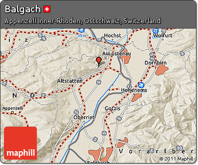 Shaded Relief Map of Balgach