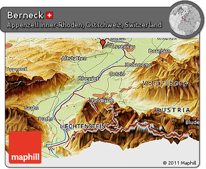 Physical Panoramic Map of Berneck