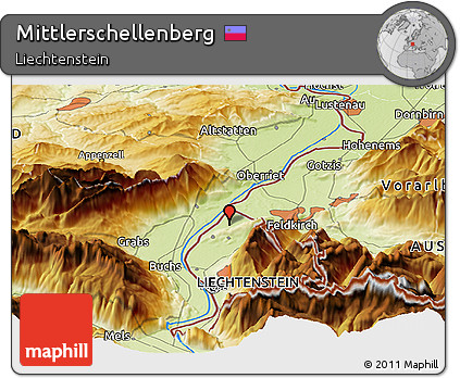 Physical Panoramic Map of Mittlerschellenberg