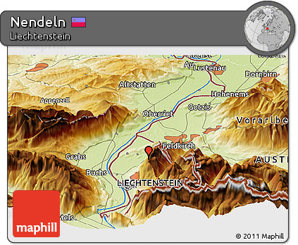 Physical Panoramic Map of Nendeln