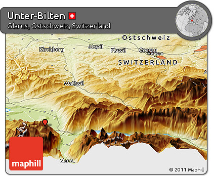 Physical Panoramic Map of Unter-Bilten