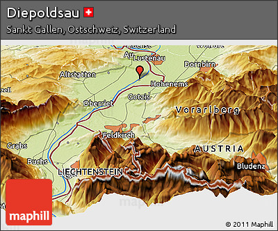 Physical Panoramic Map of Diepoldsau