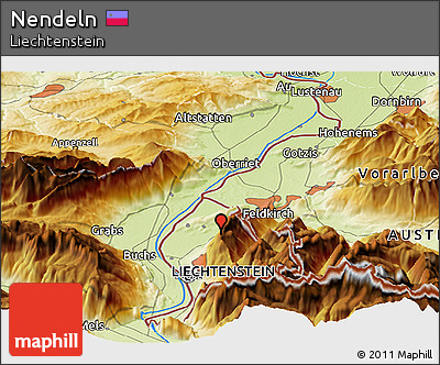 Physical Panoramic Map of Nendeln