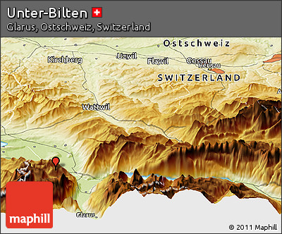 Physical Panoramic Map of Unter-Bilten