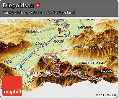 Physical Panoramic Map of Diepoldsau