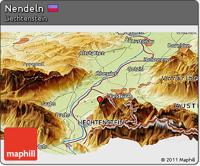 Physical Panoramic Map of Nendeln