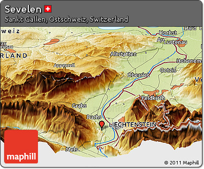 Physical Panoramic Map of Sevelen