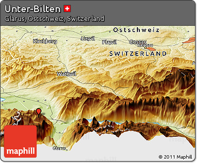 Physical Panoramic Map of Unter-Bilten