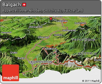 Satellite Panoramic Map of Balgach