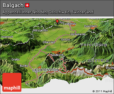 Satellite Panoramic Map of Balgach