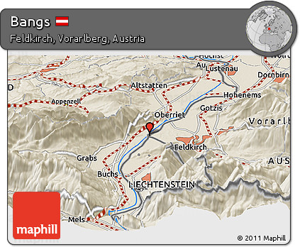 Shaded Relief Panoramic Map of Bangs