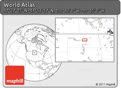 Blank Location Map of the Area around 47° 41' 6" N, 100° 13' 29" W