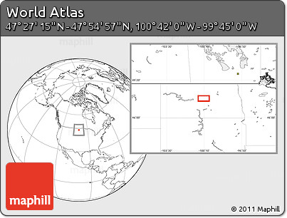 Blank Location Map of the Area around 47° 41' 6" N, 100° 13' 29" W