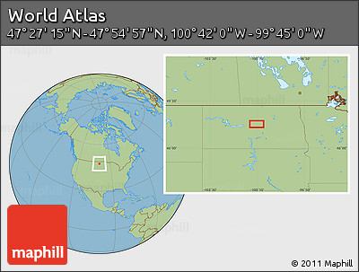 Savanna Style Location Map of the Area around 47° 41' 6" N, 100° 13' 29" W