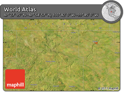 Satellite Map of the Area around 47° 41' 6" N, 100° 13' 29" W
