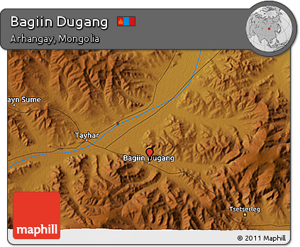Physical 3D Map of Bagiin Dugang