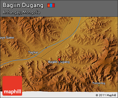 Physical 3D Map of Bagiin Dugang