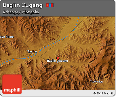 Physical 3D Map of Bagiin Dugang