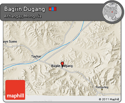 Shaded Relief 3D Map of Bagiin Dugang