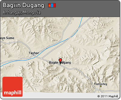 Shaded Relief 3D Map of Bagiin Dugang