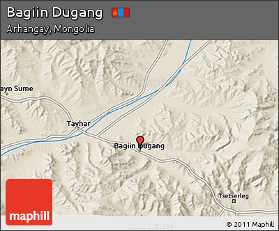 Shaded Relief 3D Map of Bagiin Dugang