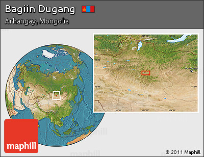 Satellite Location Map of Bagiin Dugang