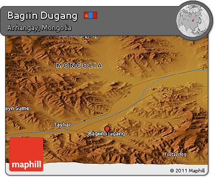 Physical Panoramic Map of Bagiin Dugang