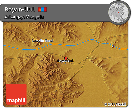 Physical 3D Map of Bayan-Uul