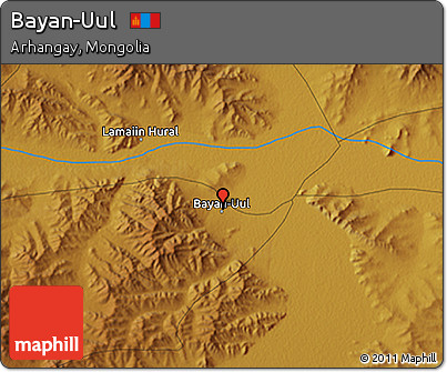 Physical 3D Map of Bayan-Uul