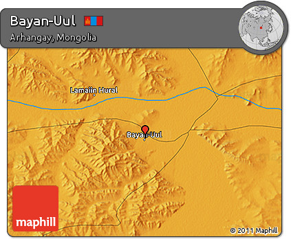 Political 3D Map of Bayan-Uul