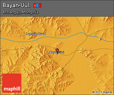 Political 3D Map of Bayan-Uul