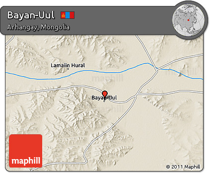 Shaded Relief 3D Map of Bayan-Uul