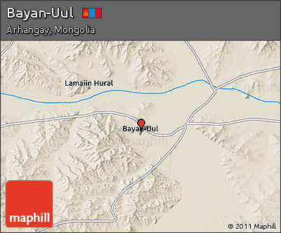Shaded Relief 3D Map of Bayan-Uul