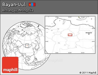 Blank Location Map of Bayan-Uul