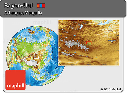 Physical Location Map of Bayan-Uul