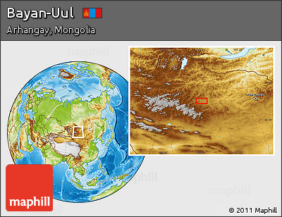 Physical Location Map of Bayan-Uul
