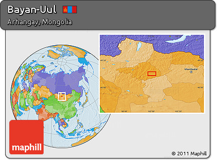 Political Location Map of Bayan-Uul