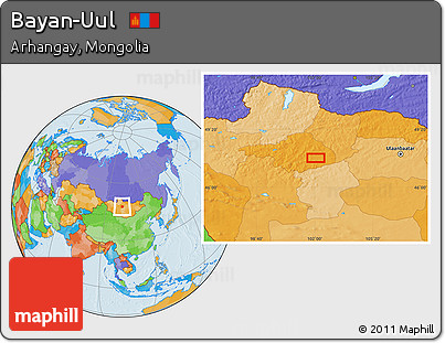 Political Location Map of Bayan-Uul