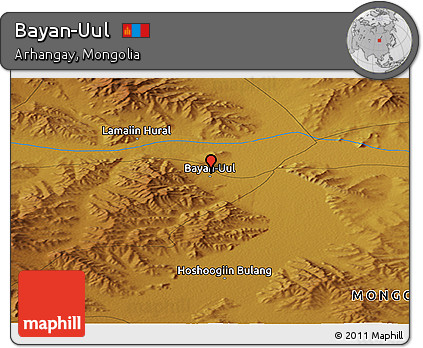 Physical Panoramic Map of Bayan-Uul