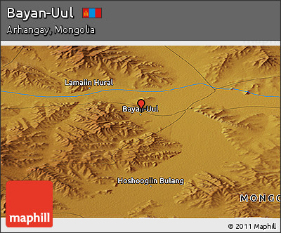 Physical Panoramic Map of Bayan-Uul
