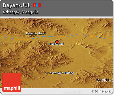 Physical Panoramic Map of Bayan-Uul