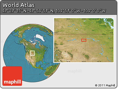 Satellite Location Map of the Area around 47° 41' 6" N, 104° 28' 29" W
