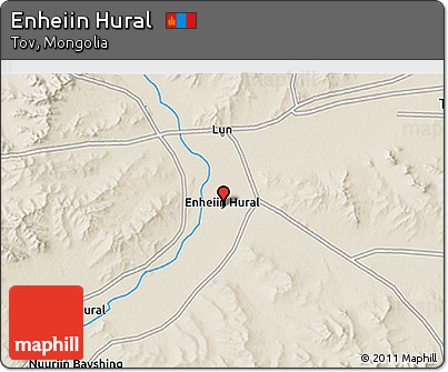 Shaded Relief 3D Map of Enheiin Hural