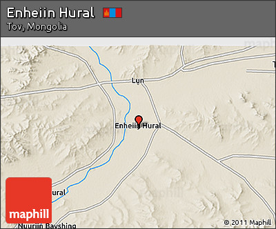 Shaded Relief 3D Map of Enheiin Hural