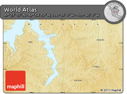 Physical Map of the Area around 47° 41' 6" N, 106° 10' 30" W