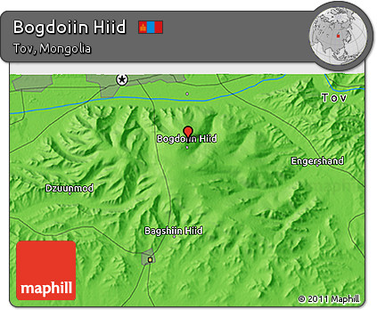 Political 3D Map of Bogdoiin Hiid